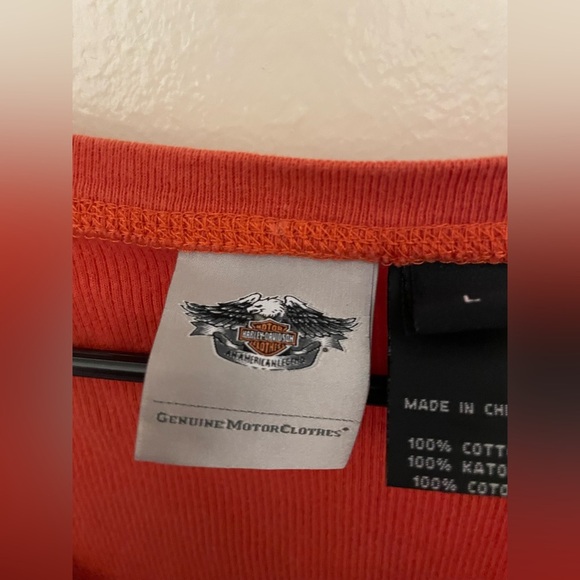 ✨Women’s Harley Davidson Orange Long Sleeve Top Size L - Picture 7 of 11